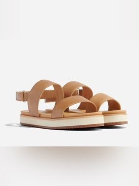 Nisolo Go-To Flatform Womens Platform Sandal in Almond. Size 6